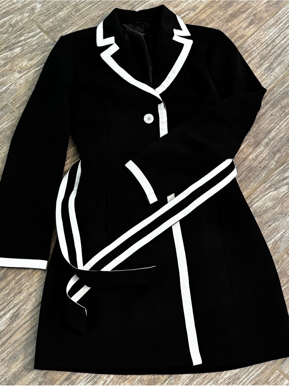 Sisley Black and White Blazer Coat S size 46EU